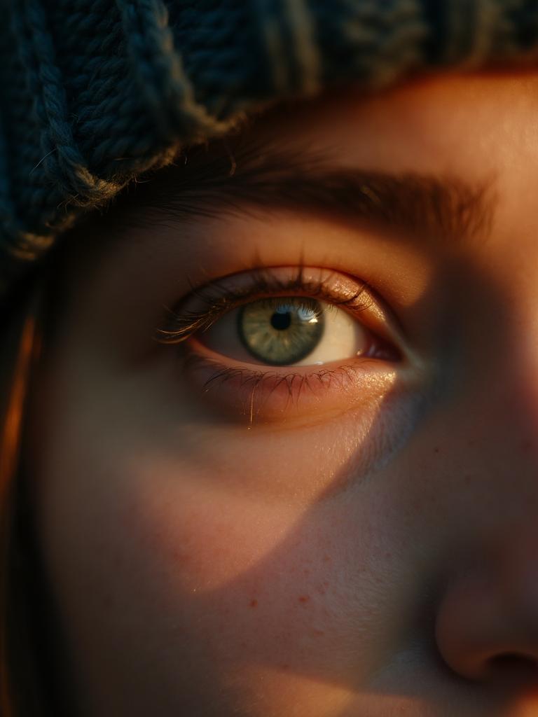 Close-up portrait with beanie